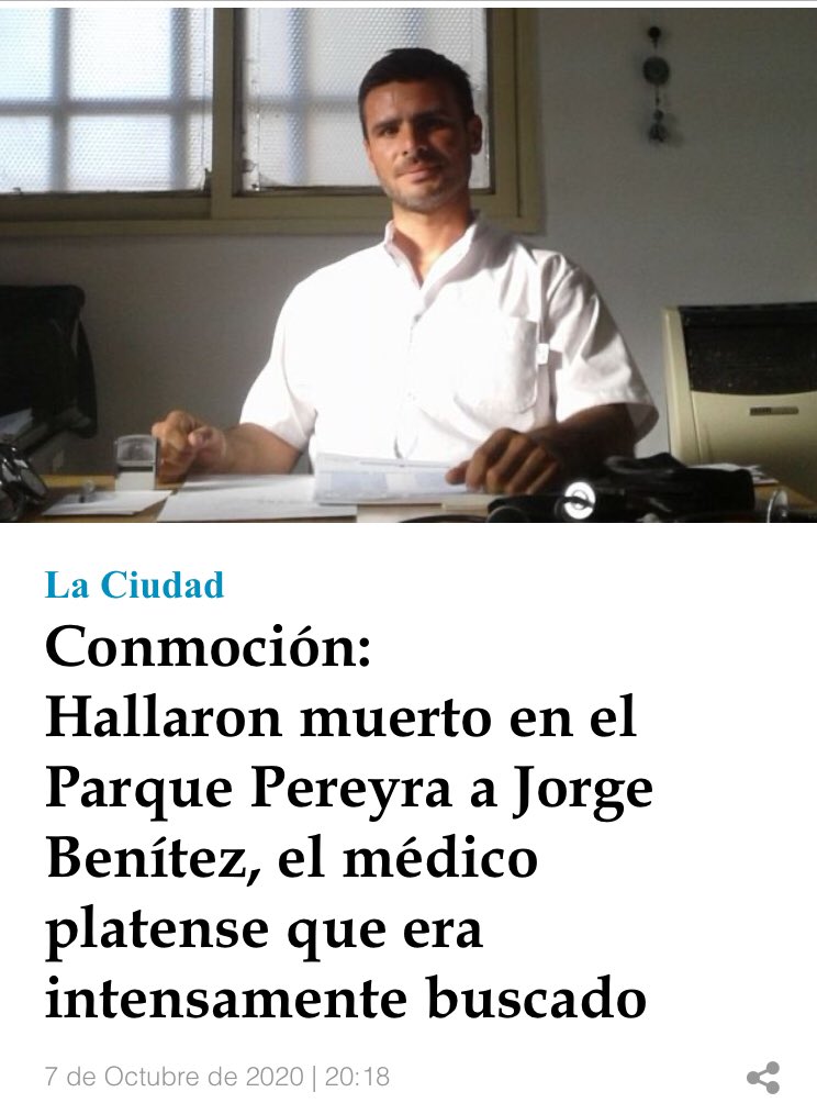 Apareció muerto el medico desaparecido, que horror!! @Dermatologia82 <a href="/drclaudiosalud/">Dr Prof Claudio Santa María</a> <a href="/DrCKambourian/">Carlos Kambourian</a> <a href="/spitta1969/">Sandra Pitta</a>