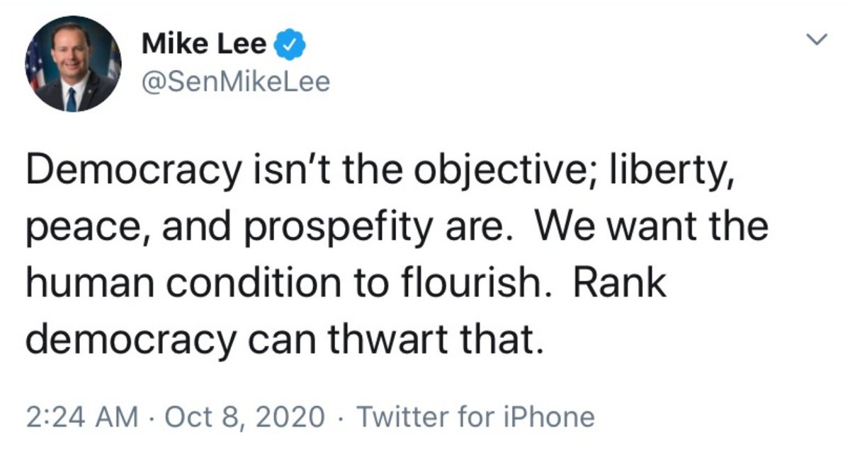 Mike Lee gave away the entire store.What the Republican Party is doing right now is trying to destroy all democratic institutions in order to maintain power even as they are becoming a very small minority of the country.It's fascism. A rewinding of the clock.3/