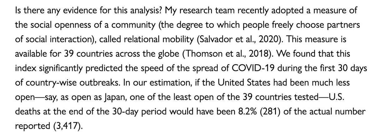 ThomasTalhelm's tweet photo. Analysis: If the US were less relationally mobile--on par with Japan--coronavirus deaths would have been just 8.2% the actual number. https://t.co/4GZnXG3xSH https://t.co/5UtCtxMSAl