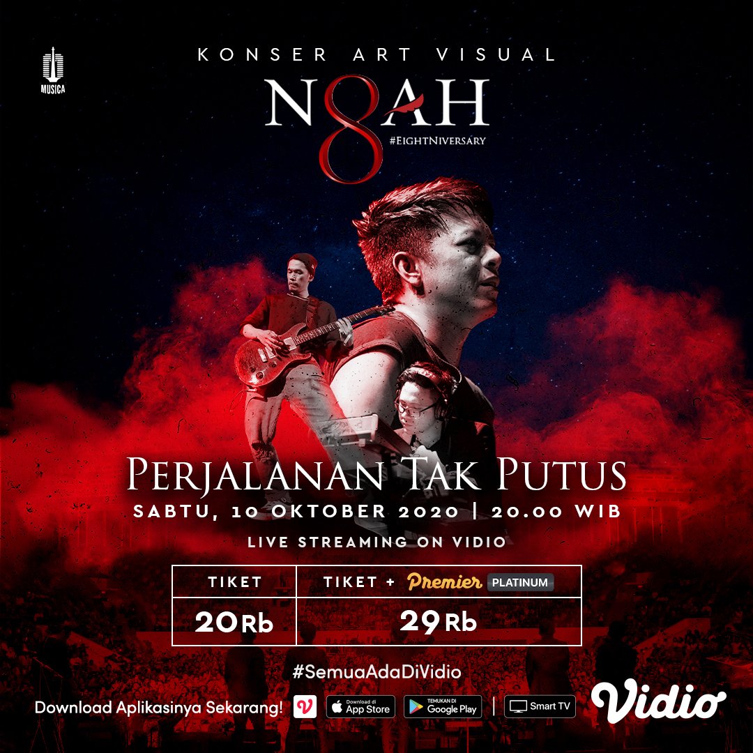 Sahabat Noah sudah beli tiket untuk Konser Art Visual NOAH Perjalanan Tak Putus <a href="/vidio/">Vidio</a> Klik disini ya bit.ly/3jHxWiK #KonserNOAHdiVidio #noaheightniversary
