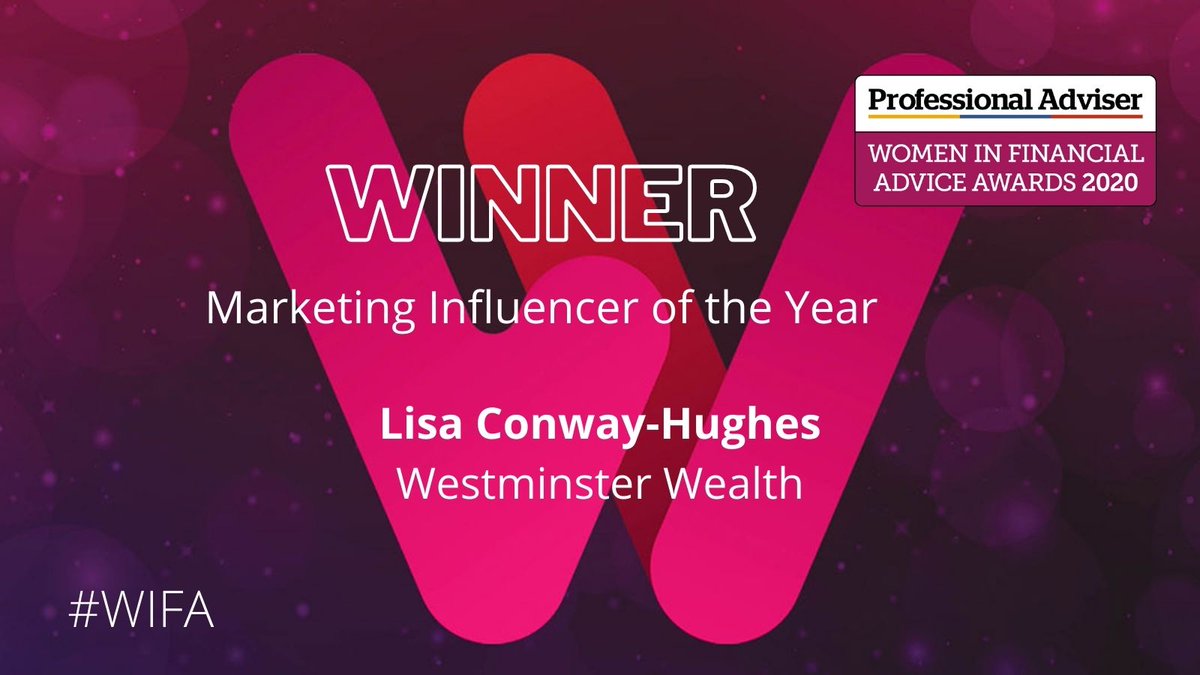 Winning her second award today, we are delighted to announce that Lisa Conway-Hughes, Westminster Wealth takes home the award for Marketing Influencer of the Year
<a href="/WWMLLP/">Westminster Wealth</a> #WIFA #Womeninfinancialadvice #financialadvice