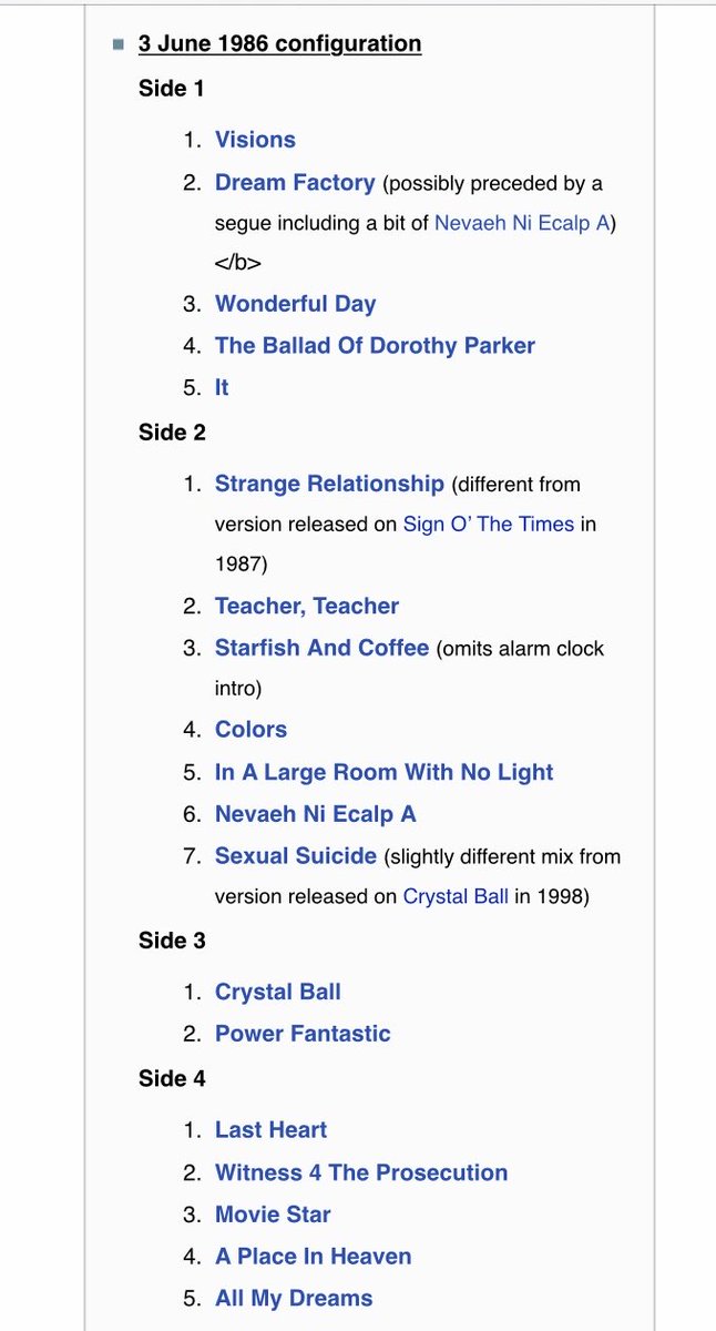 Whatever DF meant to him, it was inspired by the camaraderie of that group of people during that period of time.”‘Whatever DF meant to him’ This being an operative statement - please bear it in mind for tomorrow’s thread.There were 3 DF configurations @PrinceVault