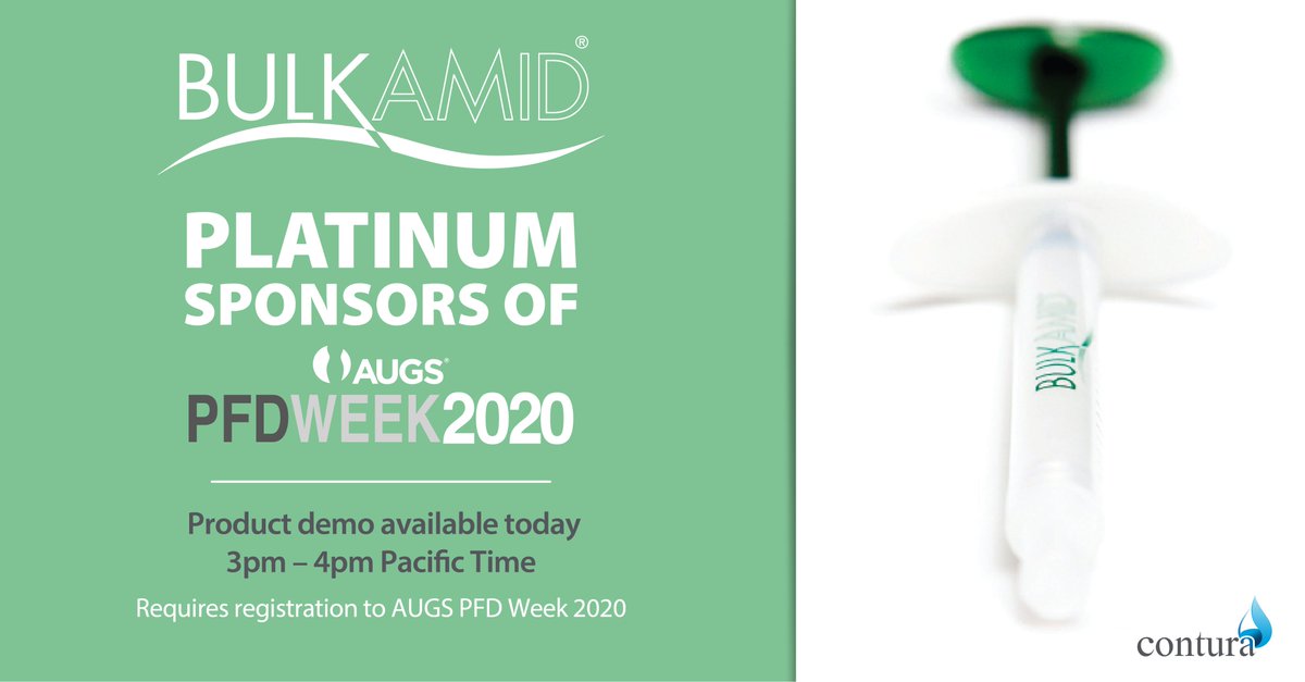 Proud to be Platinum Sponsor of #PFDWeek20, if you’re attending please drop by our virtual booth where you can learn more about Bulkamid. See a product demo between 3pm – 4pm Pacific Time today

pfdweek2020.pathable.co/meetings/virtu…