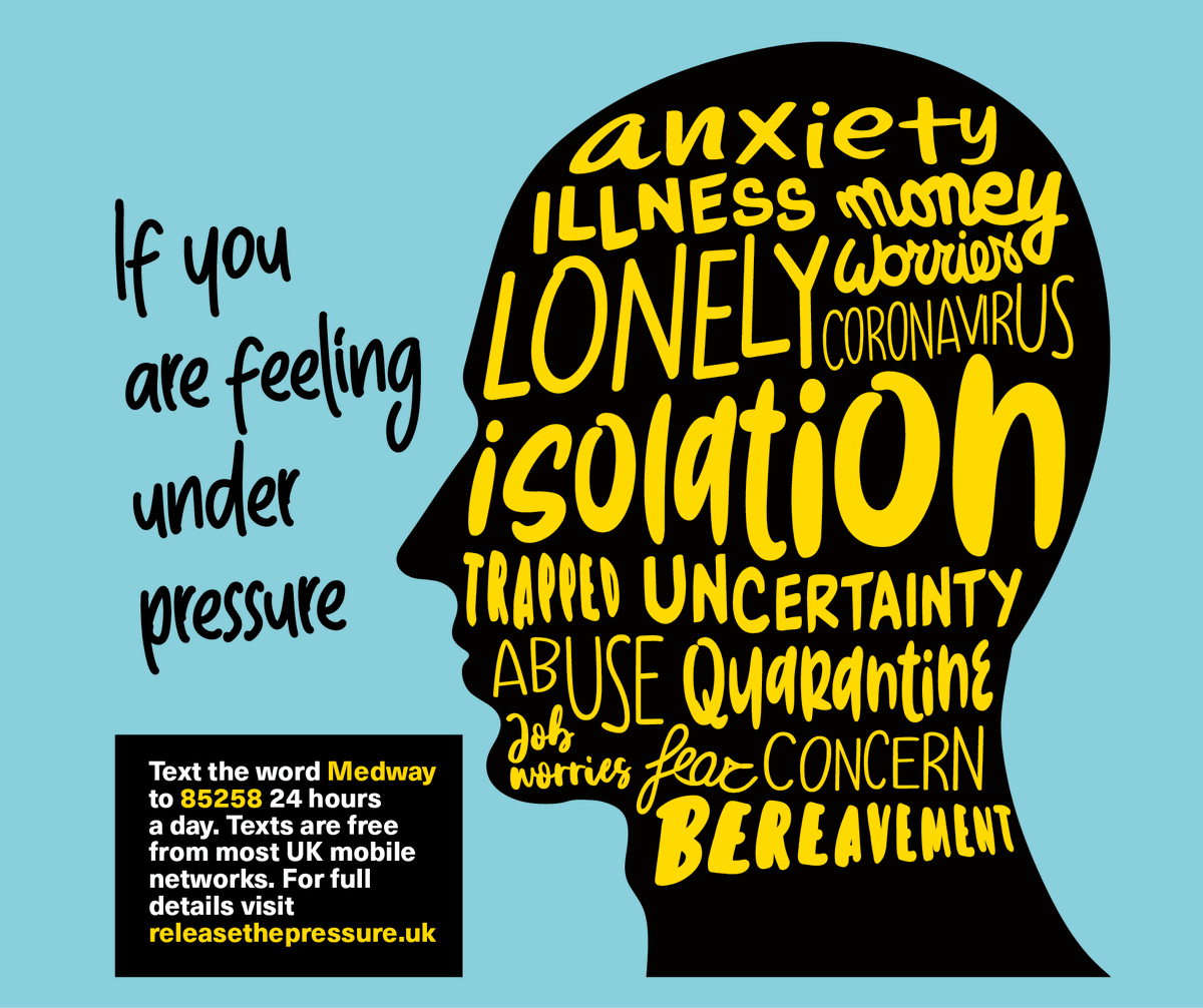 This year has been a tough one for us all.

#ReleaseThePressure is a highly trained and experienced team available 24/7 to provide expert support no matter what you are going through:

📱Text ‘Medway’ to 85258
or
📞Phone 0800 107 0160

👉 orlo.uk/mental_wellbei…

#WMHD2020