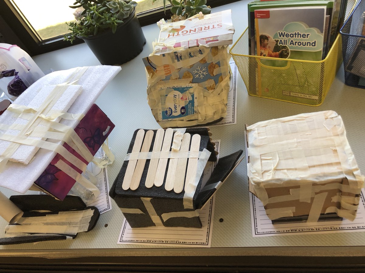 It's Build Day in Innovation. Ss creating storm safe shelters after studying extreme weather. This is 2nd grade Ss shelters. <a href="/FCE_Related_Art/">FCE Related Arts</a>  <a href="/FCEhse/">Fall Creek Ele.</a>  #FCEfish