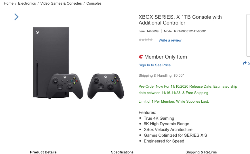 xbox one x price costco