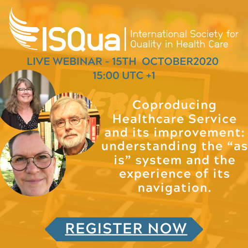 ISQua's tweet photo. Join us for another fantastic live webinar on #Coproduction series with Paul Batalden, Tina Foster @dartmouth &amp; guest speaker Mia on 15 October at 15:00 (UTC+1).

Register here 👉 https://t.co/5oLx0WdtFM

#ISQuaCommunity #ISQuaLive #Webinar #OnlineLearning #Healthcare https://t.co/cR5M5KBna1
