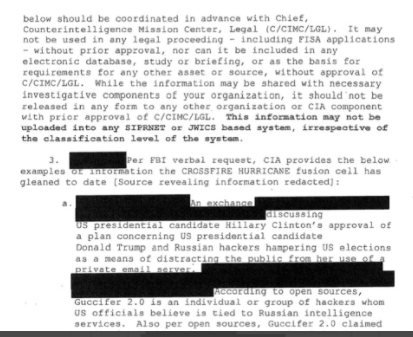 It also prohibits FBI from placing the memo or intel into any FBI records system including classified ones. Which means none of this information could be found in later records, investigations or Brady searches. Declassification lead to all of this information.