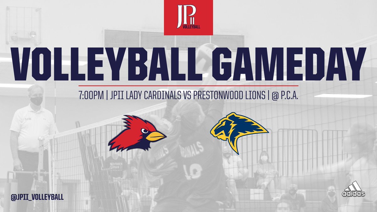 It's gameday! <a href="/JPII_Volleyball/">JPIIHS Volleyball</a> squares off against <a href="/TAPPSbiz/">TAPPS</a> rival Prestonwood tonight on the road! #OutWorkEveryone

⌚️ Freshmen Red 5PM, Varsity 7PM
📍 <a href="/PrestonwoodPCA/">Prestonwood Christian Academy Plano</a> 
🆚 <a href="/PCAAthletics/">PCAAthletics</a>