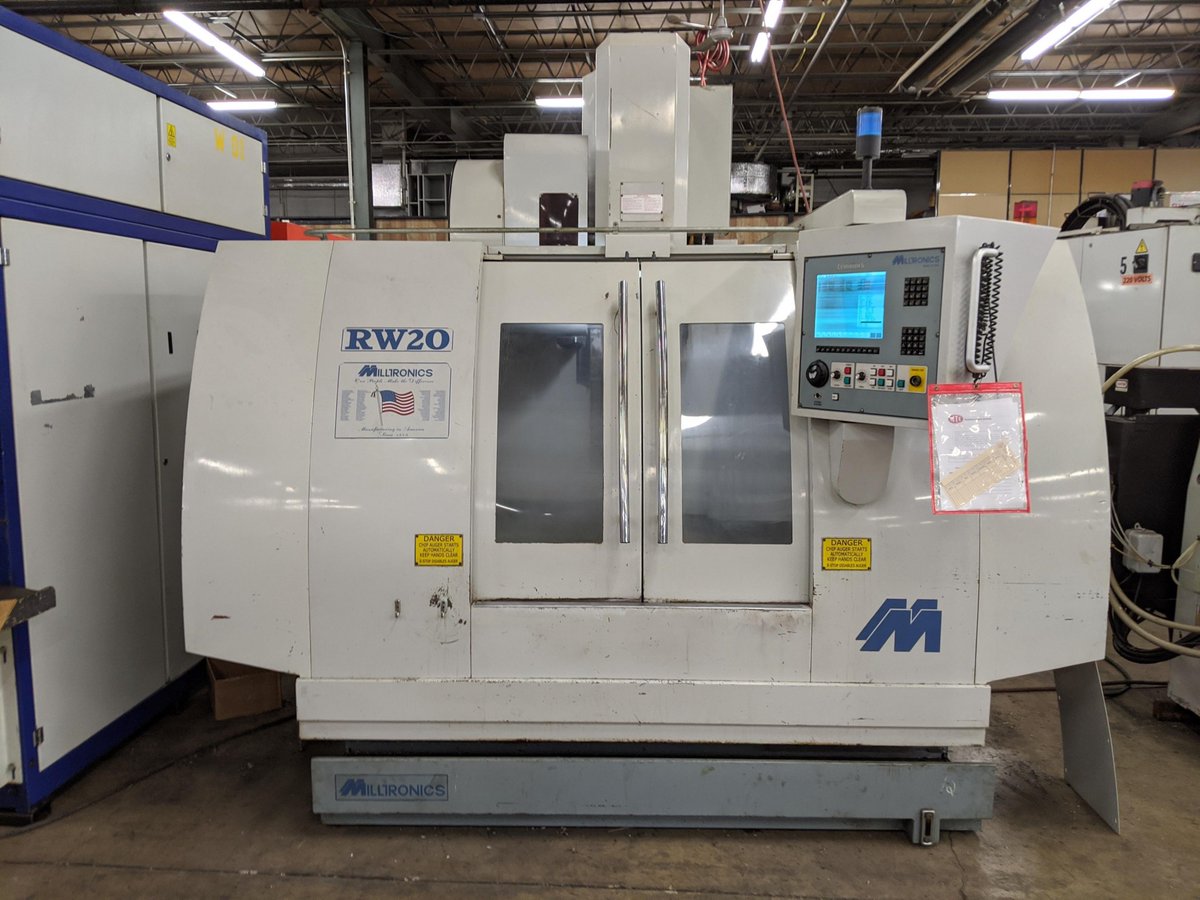 Machinetoolcomm's tweet photo. Used CNC Machining Centers (Vertical, Horizontal) For Sale - Milltronics RW-20 Vertical Machining Center https://t.co/TR9CY0WyiY #milltronics. #cnc #cncmilling #cncmachining #machiningcenter #machineshop #cncownera #mfg #machinetools #imts2020 #usedmachinetools https://t.co/AwAO6jae3l