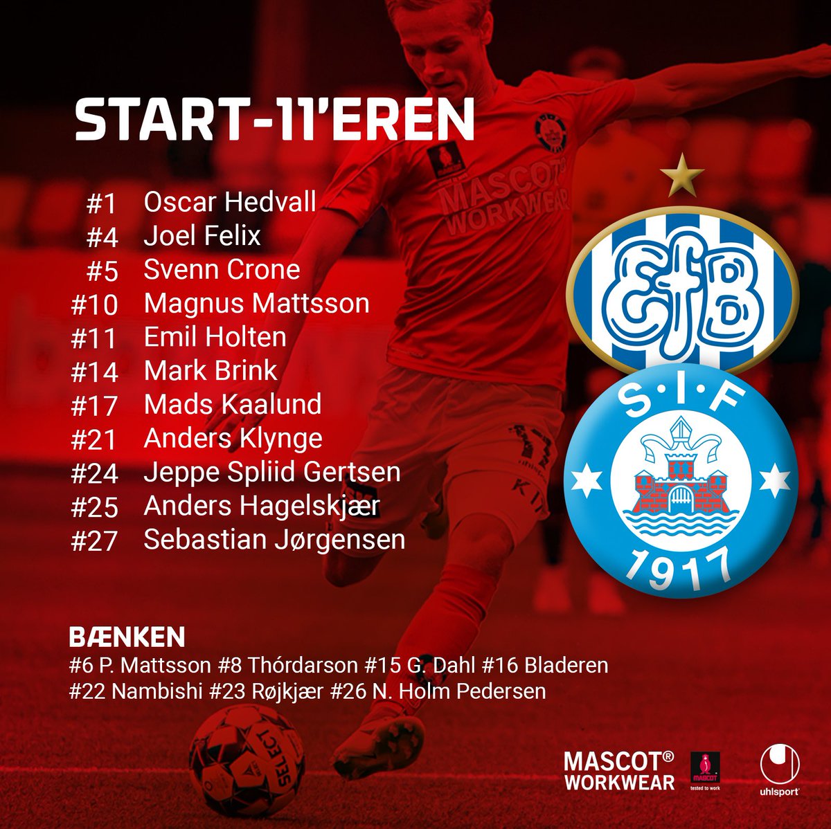 Start11 er klar. @SilkeborgIF møder @EsbjergfB kl 18.45. Se med fra 18.30 på @TV3sportdk: #efbsif #sydbankpokalen https://t.co/FfIv8qr9r7