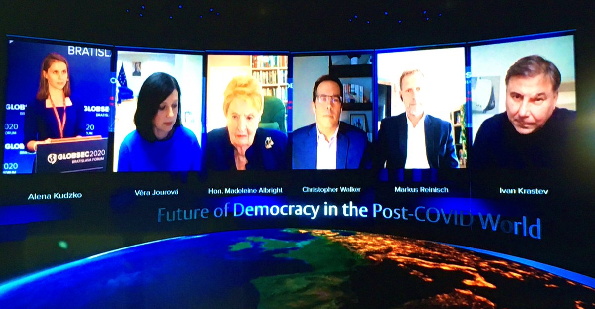 Fantastic panel on future #democracy post pandemic with @madeleine @VeraJourova @Walker_CT @markus_reinisch and #IvanKrastev discussing #trust in institutions, #disinformation #EDAP or #sharppower of #China and other authoritarian regimes