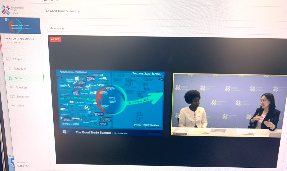 JessenNina's tweet photo. LIVE from @ITCnews’s #GoodTradeSummit
Head of ITC #SheTrades @verogbogbo & @susannapak reflecting on a fantastic two days -
🤝 “Build FORWARD better”
🚺 “The health crisis is not gender neutral”
🌍 “This pandemic is a dress rehearsal for climate change”
📱“Tech for good” https://t.co/mYg2R3oVvH