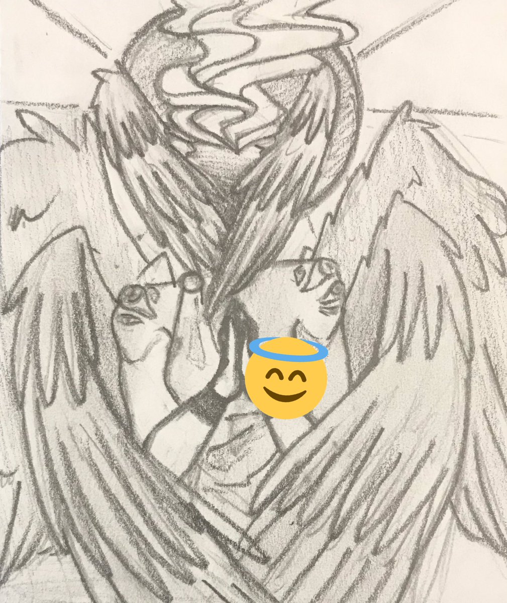 Okay so I started sketching out the angels and I’ve finished a tiny sketch of the Seraph artwork.