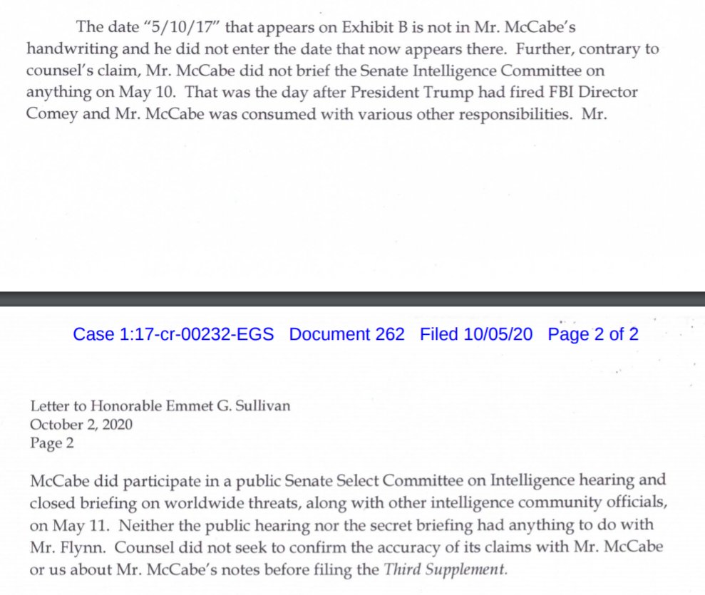 Now Sidney did make a factual error, McCabe did not brief the SSCI until the 11th. The notes are from the 10th, after his prep work for briefing SSCI, McCabe had a meeting to discuss the Flynn case, probably with his small group of coup plotters.