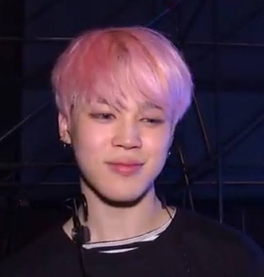 Park jimin with pink hair and rosy cheeks, im broken