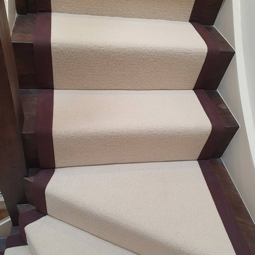 AshburnCarpets's tweet photo. Remarkable job done on these stair runners fitted on stairs and landings in Chelsea, London SW3. The carpet is a 100% wool loop pile with a herringbone cotton tape border #interiordesign #homedecor #homedesign #london #floocovering #carpet #stairs #stairart #stairrunner https://t.co/mlH2Kc0GG0