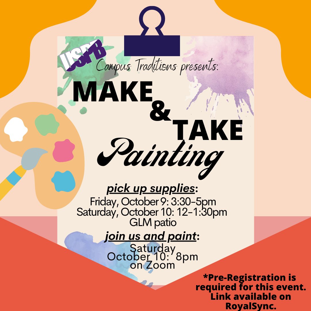 uspb's tweet photo. Attention all artists! 👨‍🎨 Join us this Saturday, October 10th, at 8pm for a  virtual guided PAINTING session!  🖥️🎨

Pre-Registration is required! The link can be found on RoyalSync, just choose a time to pick up your FREE supplies when you register! 🐺😊 https://t.co/SIHDkbvERO