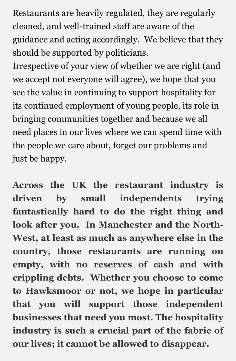 An update from Hawksmoor Manchester.