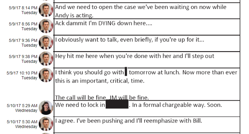 Why is that important? Because on the evening of the 9th & the morning of the 10th, Strzok says they need to take advantage of Andy's authority to open a case, Page replies to "lock in 'XXXXX'. In a formal chargeable way... The exact topic of those notes written later on the 10th