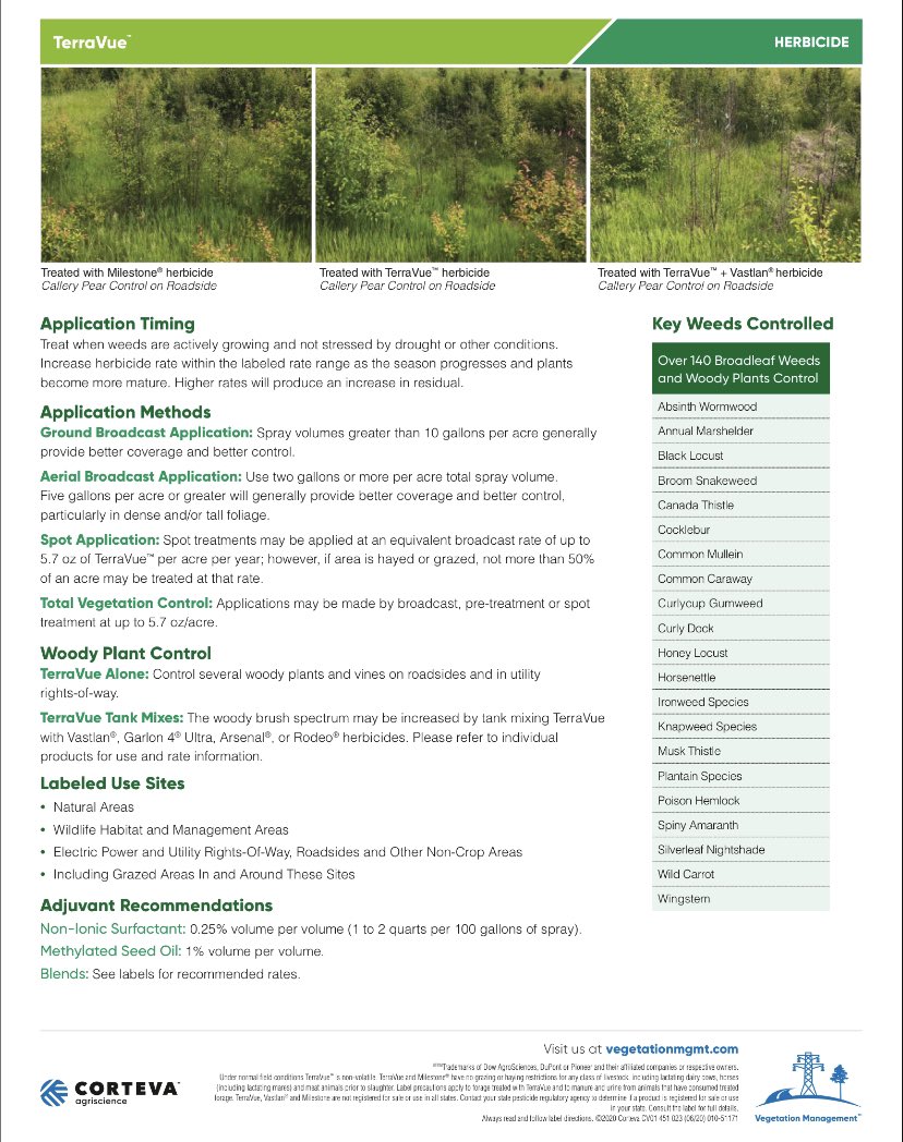 tsbowenAZ's tweet photo. Yesterday, we got AZ registration for our two new products! First we have DuraCor, a great broadleaf weed killer in pastures. Second we have TerraVue, I see this being a huge fit in a VM, total vegetation control area for weeds and brush. @CortevaPastures @CortevaVegMgmt https://t.co/lvPJYrVt59