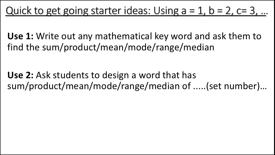 williams_maths's tweet photo. 2/2 ... and a few other ideas. These take less than a minute to write on the board or verbally explain to students. Saves you waiting for a Ppt/computer to load up a starter. Any other ideas people have been using? #edutwitter #teachinginapandemic #maths #MathsTalk #teaching https://t.co/P5GaAh2yZF