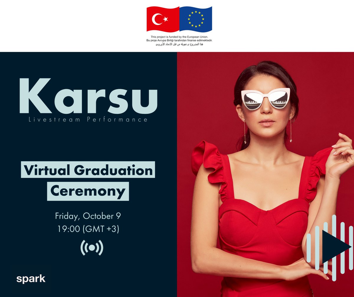 SPARKorg's tweet image. 🎙Excitedly, we&apos;re hosting the super talented Turkish-Dutch singer @KarsuDonmez on a live streaming music performance during our virtual graduation ceremony for class 2020 students in Turkey🎼

🔔Keep reminders on! 
📺bit.ly/2GrJiZT

#EUMadadFund #EUinTurkey #SPARKalumni