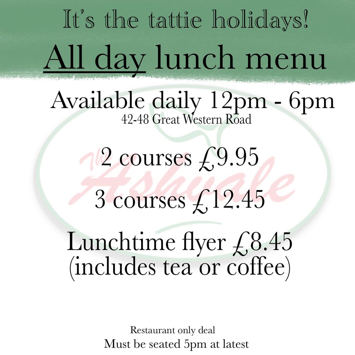 stuartdevine80's tweet image. GWR as of tomorrow running Bargain Lunch Menu all day until we close at 6pm