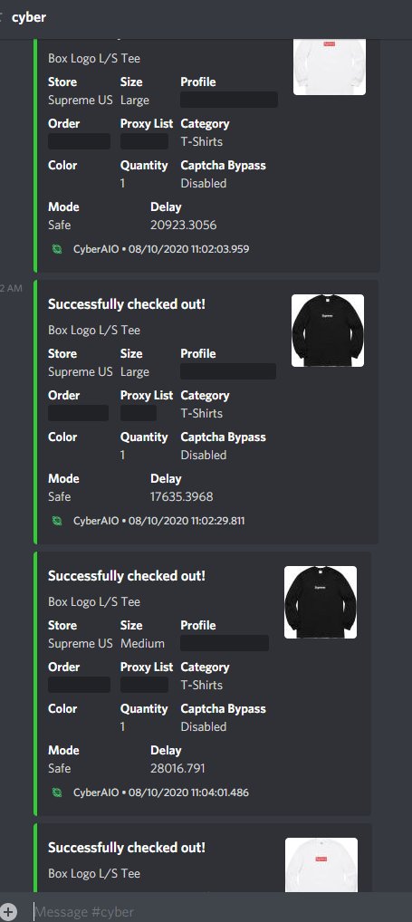 ExampleSZN's tweet image. Beautiful day thanks to these fellas! 👿
@Cybersole x @VeloxPreme x @StrainProxies
