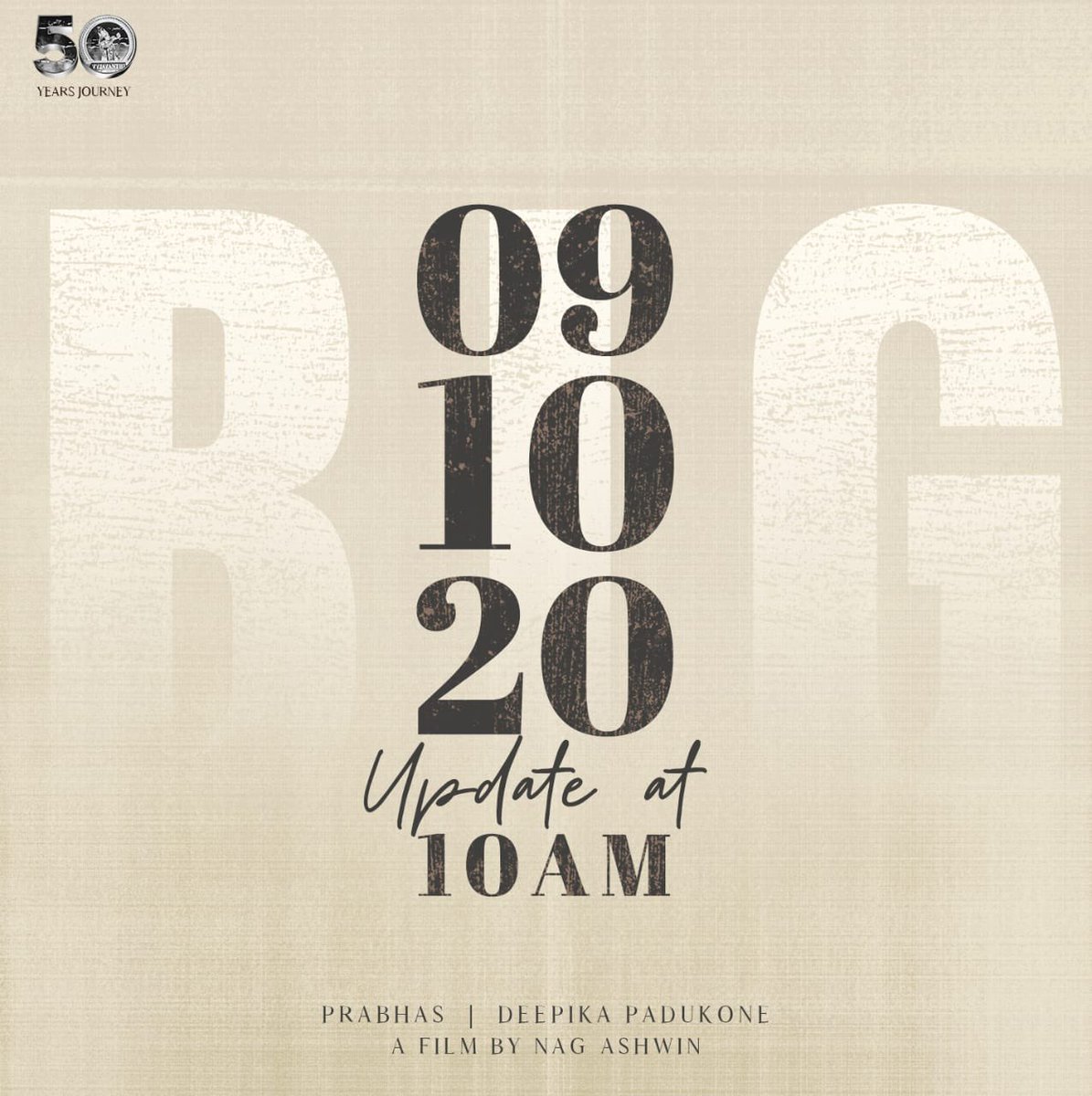 Brace yourselves! We have a BIG announcement tomorrow at 10 AM.

#Prabhas <a href="/deepikapadukone/">Deepika Padukone</a> <a href="/nagashwin7/">Nag Ashwin</a> <a href="/AshwiniDuttCh/">Chalasani Aswini Dutt</a> <a href="/SwapnaDuttCh/">Swapnadutt Chalasani</a> <a href="/VyjayanthiFilms/">Vyjayanthi Movies</a>
<a href="/treeshulmedia/">Tree-Shul Media Solutions</a> <a href="/MandviSharma/">Mandvi Gayatri Sharma</a> 

#BIG #DeepikaPadukone #GrandeurLifestyle #Magazine #glmagazine