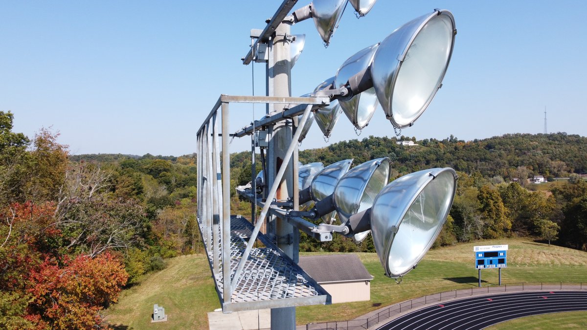 BobcatBiker's tweet photo. The CHS Drone Team captured some inspection shots of the lights at the soccer field. https://t.co/7oXmHkhVP2