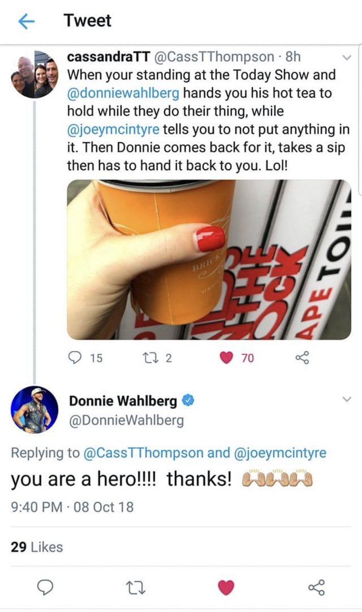 CassTThompson's tweet photo. #OTD 2 years ago I became your #TeacupHero @DonnieWahlberg! Still one of the craziest and best days! #TodayShowTakeover https://t.co/MtMziFiuCc