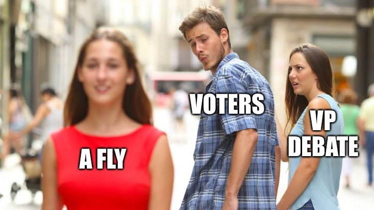 ElectorEcuador's tweet photo. @KamalaHarris vs @Mike_Pence
Tendencias en @Twitter en #EEUU (2020-10-07 00h00 a 08 11h30 gmt-5)
The Fly fue el tema de tendencia sobre el evento y sobre el cual se están generado memes
#Debates2020 #VPDebate #Election2020 vía https://t.co/aHdkC7Qdpf https://t.co/OfZdFDxGWW
