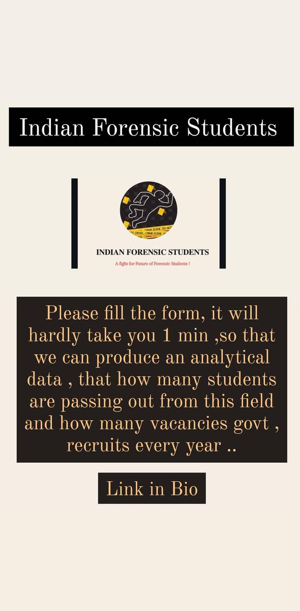 IndianForensic's tweet photo. Fill the form by clicking this link ( strictly for forensic students ) https://t.co/loKaafooxX