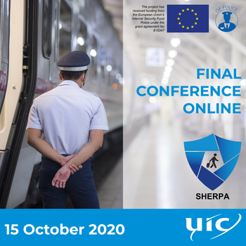 RailSecurityUIC's tweet photo. #PublicSpaceProtection You can still register at https://t.co/hXTaqVGzQx to join the online Final Conference of #SherpaRailProject (Shared and coHerent European Railway Protection Approach) on protection of stations and trains against terrorist attacks funded by @EUHomeAffairs https://t.co/Fr1ieohxVV