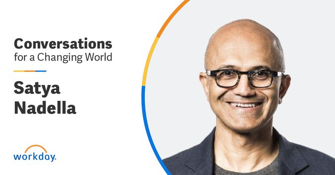 How can businesses be a part of creating lasting change? Satya Nadella, CEO of <a href="/Microsoft/">Microsoft</a>, will share perspectives during Conversations for a Changing World: wd.inc/2HbmNIv #wdayconversations
