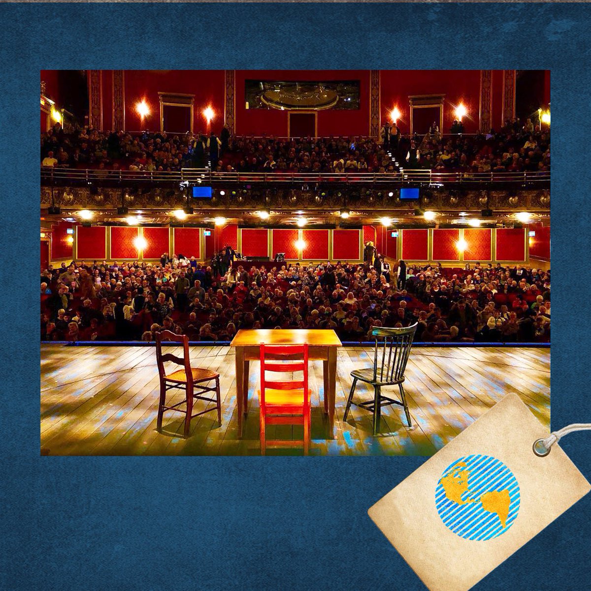 A photo of the set and audience at the Schoenfeld taken from backstage