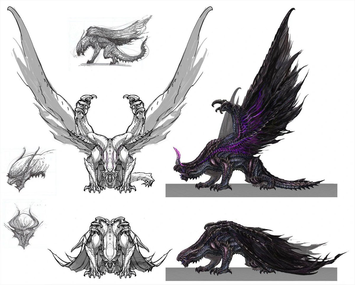 Thought to have evolved as a result of a malformation that didn't disappear with its ancestors, which eventually became a part of its species' genetics, Gore Magala walks on six legs rather than four while in its Frenzy State and uses its wingarms violently in combat.