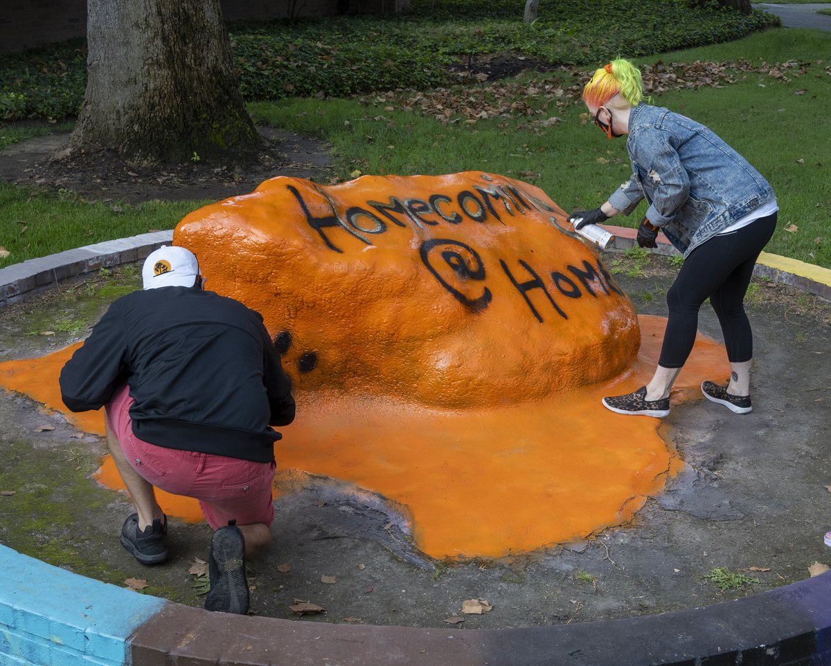 PacificAlumni's tweet photo. The painting of the spirit rocks is a long-standing Pacific tradition, that continues today... #TBT #PacificHC https://t.co/grgNVsD1zM