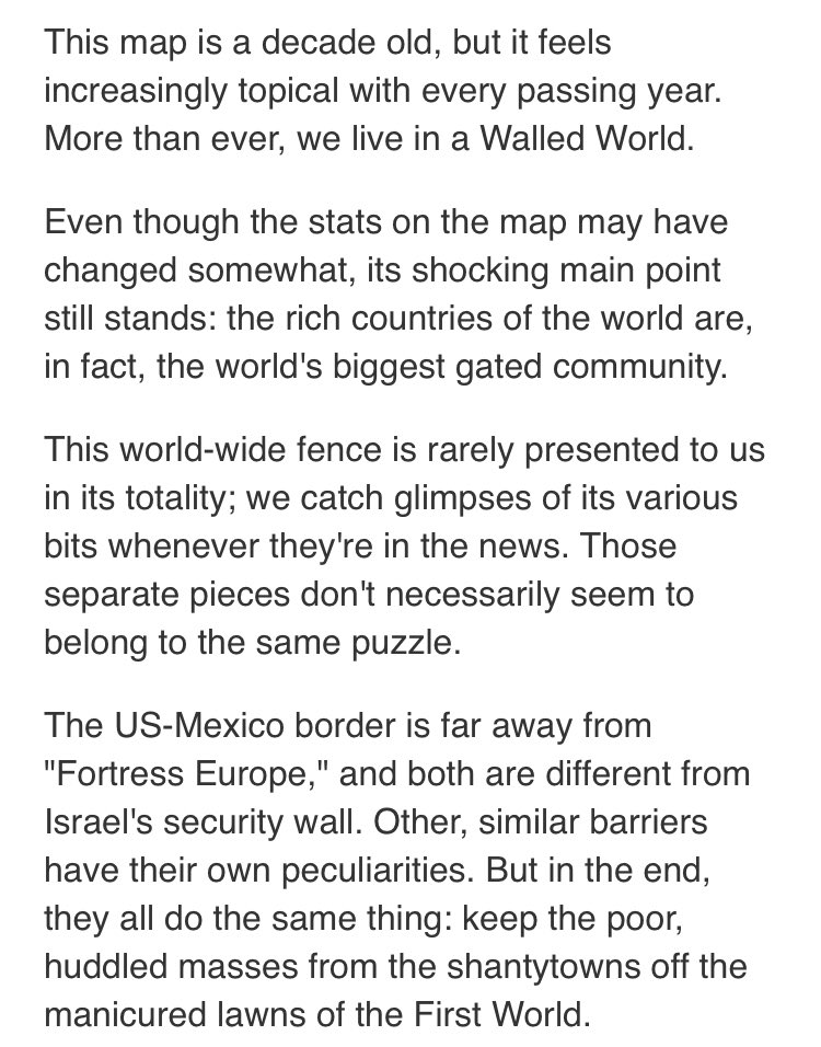 If you want to know what I mean by "the walled world" then check this out. I don't agree 100% with all the minor points but the overall picture is still important.Peace, climate justice and migrant rights are inseparable in this day and age. https://bigthink.com/strange-maps/walled-world