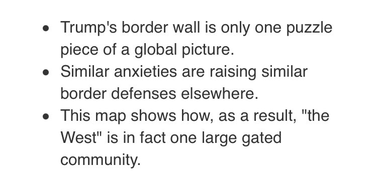 If you want to know what I mean by "the walled world" then check this out. I don't agree 100% with all the minor points but the overall picture is still important.Peace, climate justice and migrant rights are inseparable in this day and age. https://bigthink.com/strange-maps/walled-world