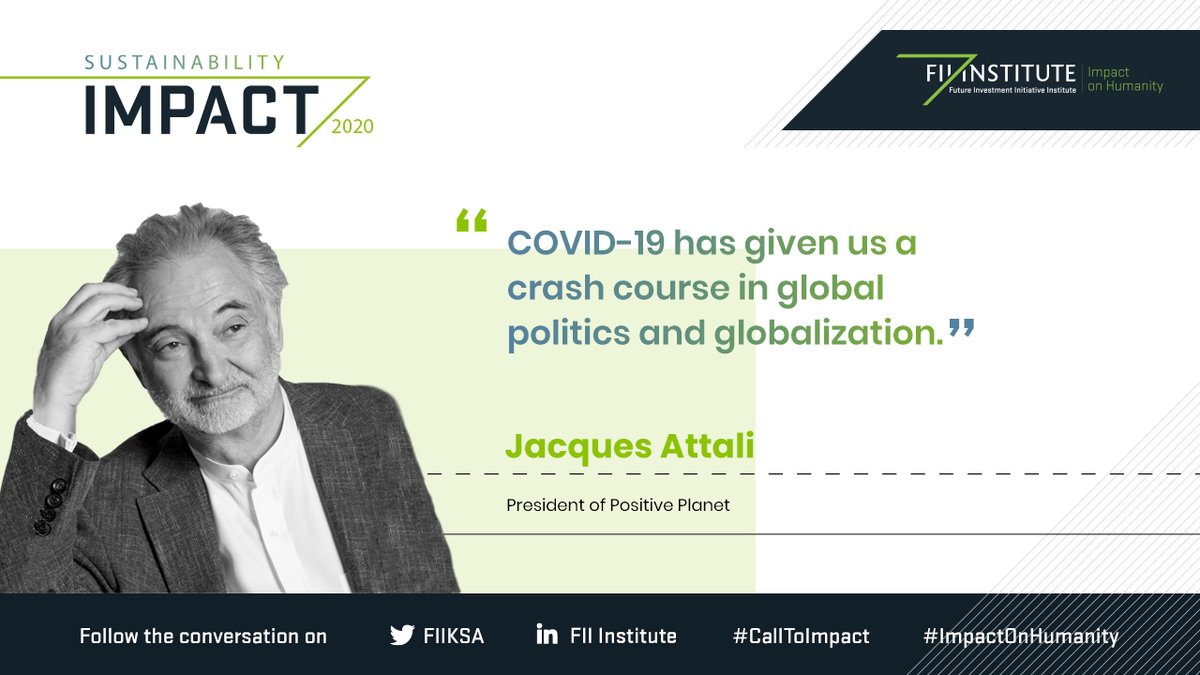 FII_Institute1's tweet photo. "You can put up barriers and frontiers but you cannot stop the virus, and the same applies for #climatechange," says @jattali, President @PositivePlanet_. #CallToImpact #COVID19
Read the full interview: https://t.co/6DgPzgTbN7 https://t.co/ZgWQDKgwZy