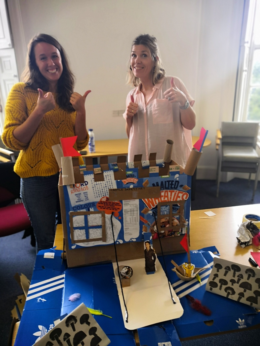 Impact_CYPF's tweet photo. We've had a great afternoon prepping for our October half term Activities Project! Here's Chloe and Kirstie's 'drop the egg' egg protector and Charlotte, Jen and Fran's castle!
#bbccin #cardboardmodels #recycle #artsandcrafts #imagination #castle https://t.co/JxrWrgw333
