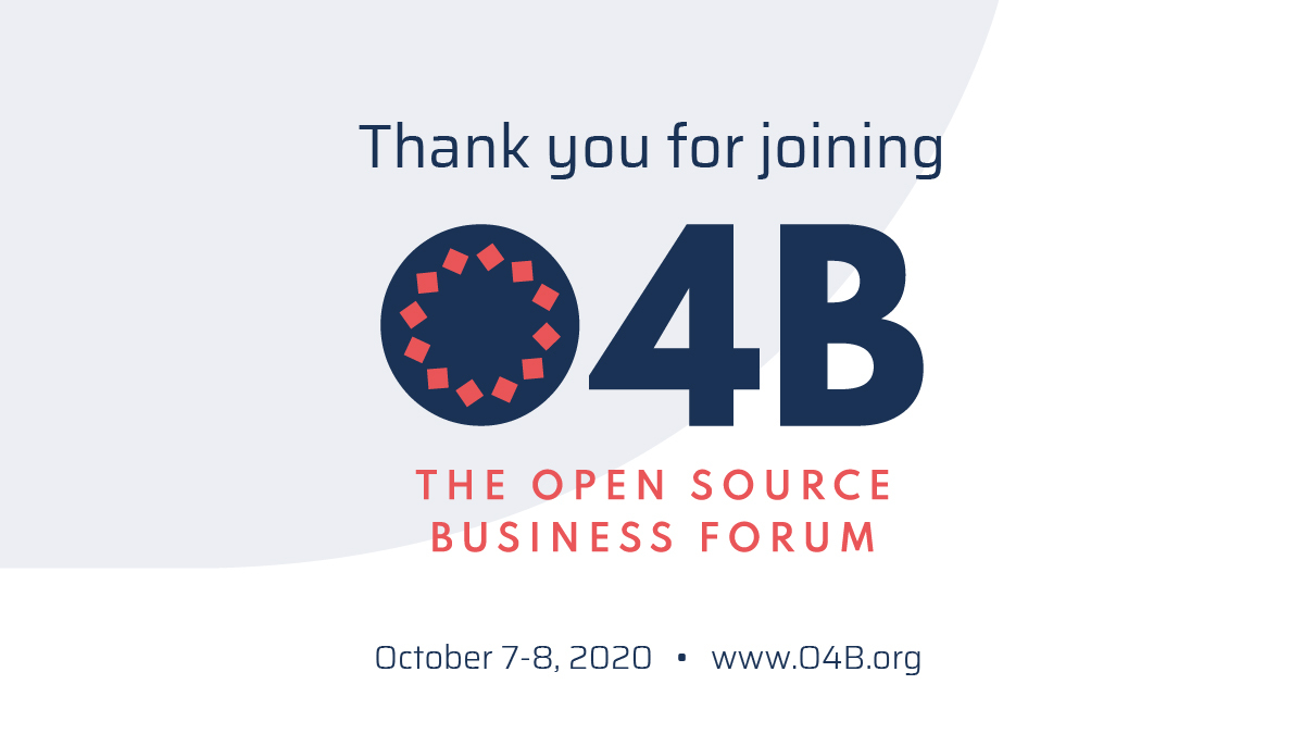 O4B_Forum's tweet photo. The first edition of #O4B - The Open Source Business Forum has come to an end.  Thanks to everyone for attending. We hope you had two amazing virtual days!

Recordings will be trickling out over the coming weeks. Stay tuned! https://t.co/qohBg1QccY
