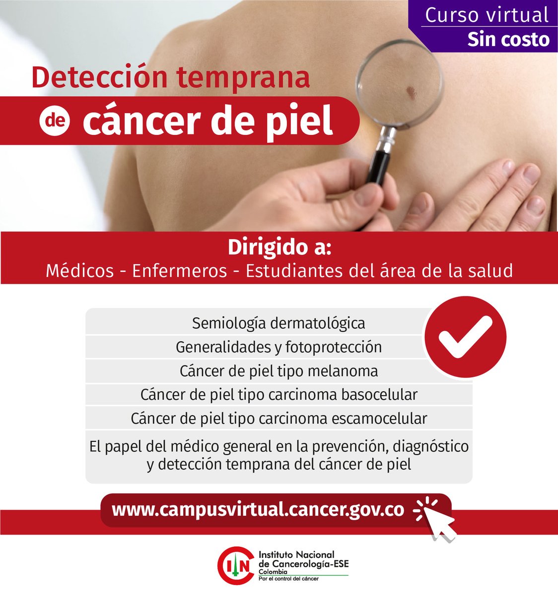 INCancerologia's tweet photo. Recuerda que con los #CursoVirtuales en detección temprana de #cáncer del Instituto Nacional de Cancerología adquieres nuevos conocimientos y nuevas técnicas. Conoce nuestra oferta e inscribete en https://t.co/pxwaDubVaI https://t.co/ZfonMQ7u9S