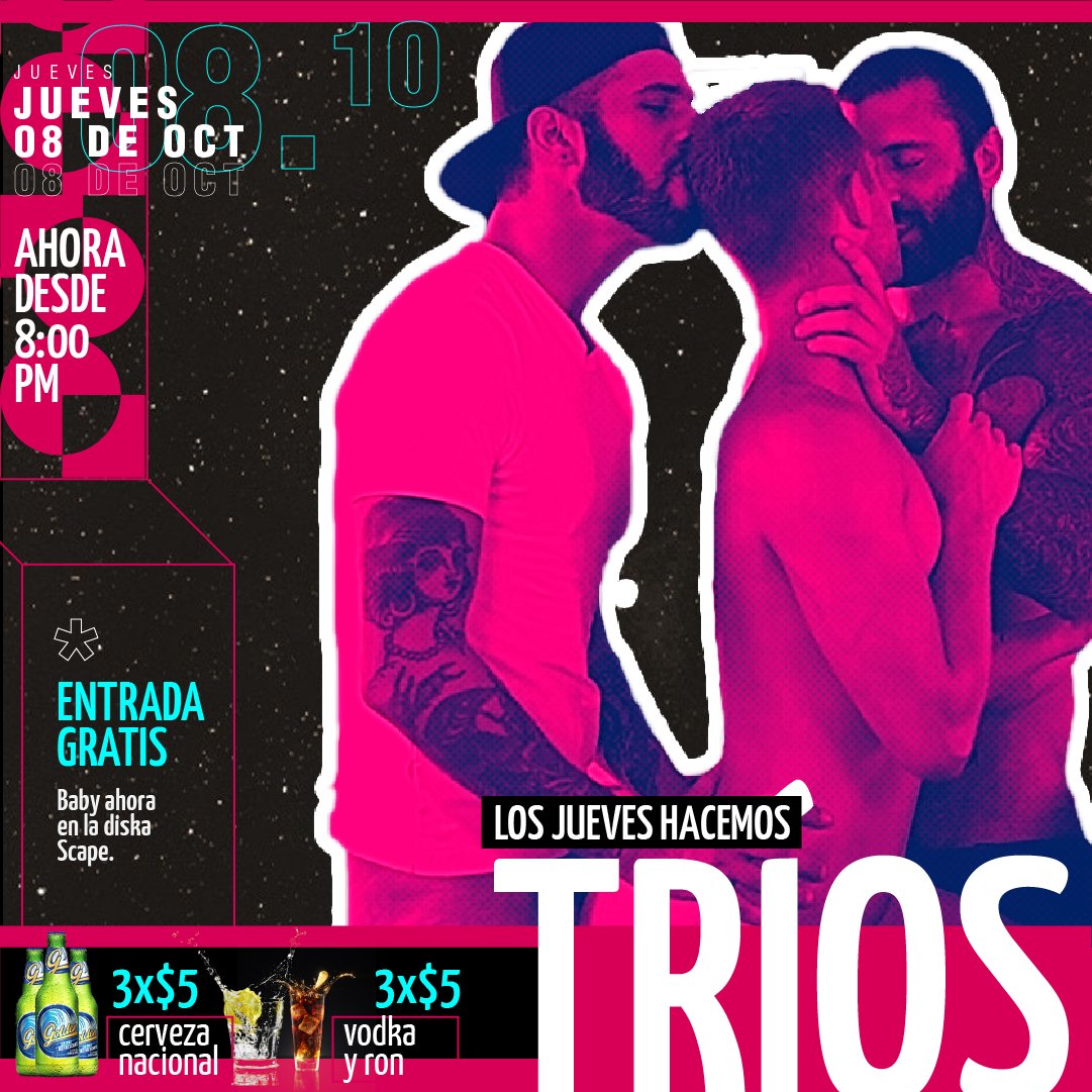 BABYCLUBSV's tweet photo. Esta noche hacemos trios y en nuevo horario, desde las 8:00 P.M https://t.co/zPHqAKhG1O