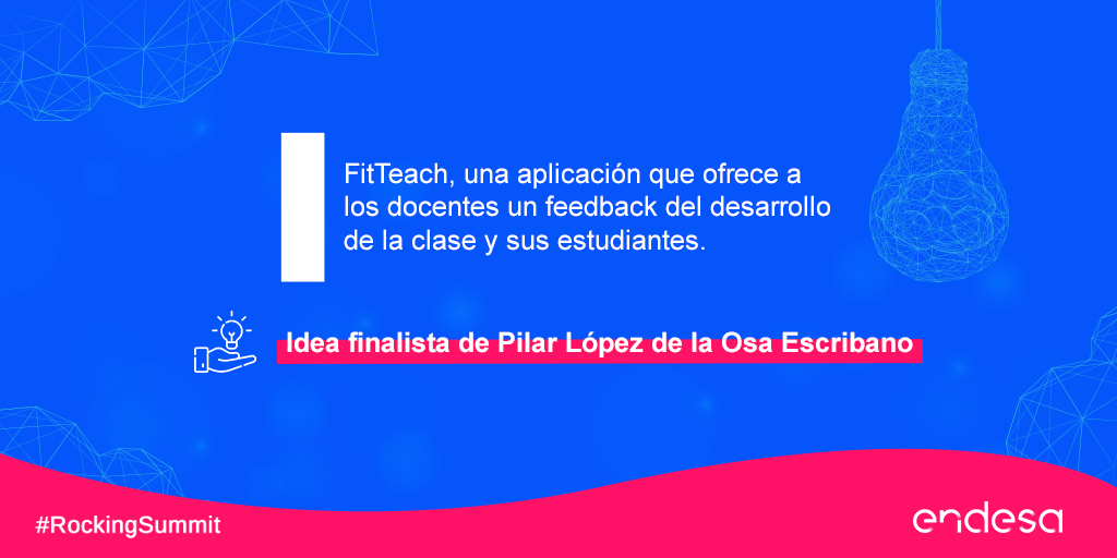 Endesa's tweet photo. .@aserrano1001 comparte con el jurado y la audiencia una idea sobre educación y herramientas formativas innovadoras que ha compartido #PilarLópezDeLaOsa. FitTeach, aplicación que ofrece feedback del desarrollo de la clase y sus estudiantes📚
🚀#RockingSummit 🚀 #EndesaChallenges https://t.co/JqLpNFQ21r