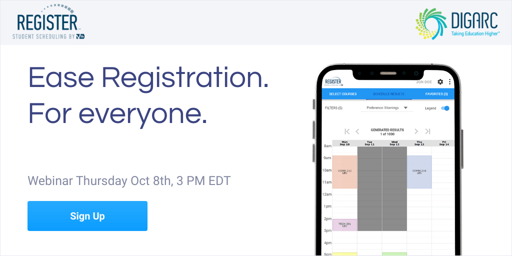 Registrars. IT. Provosts. Advisers.  
Increase persistence and help retention. Find out how today at 3PM
register.gotowebinar.com/register/89337…