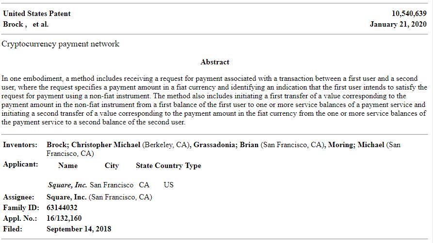 6. In January 2020  $SQ was granted a patent for their "Cryptocurrency payment network," allowing a Buyer to pay in one currency, including Crypto, while the Seller receives payment in a different currency.