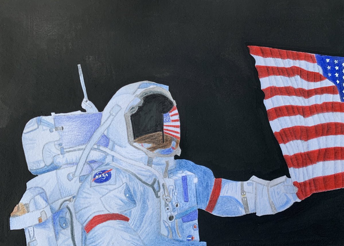 LouiseClazey's tweet image. Stunning work by one of our sixth form artists,inspired by the theme of space &amp;amp; the moon landings. The coloured pencils studies are beautiful and it was a huge wow moment when the student pulled them out of her bag to show me 🙂#WorldSpaceWeek @NASASTEM #WorldSpaceWeek2020 @NASA